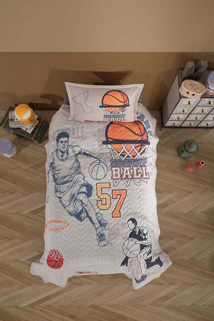 Clasy Single 4 Season Quilted Duvet Cover Set Basketball