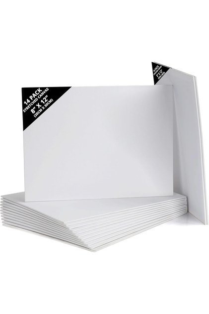 Set de 14 pânze de pictură din bumbac, 20x30 cm, grosime 3 mm, pentru vopsele acrilice și în ulei, Alb