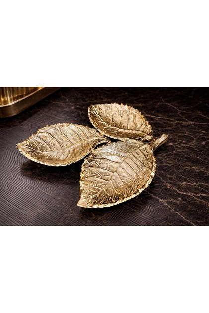 3 Yapraklı Gold Dekoratif Tabak sunumluk çerezlik obje