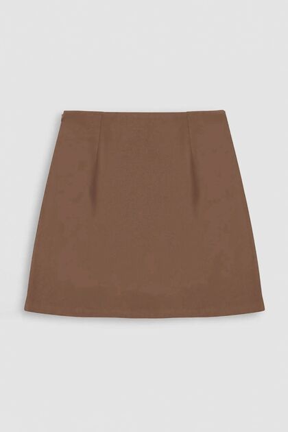 【irojikake】ECO SWEAT SKIRT BROWN Hiccup High Waist Slit Mini Skirt - Price, Reviews