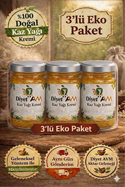 Diyet AVM Kars Kaz Yağı Kremi 3'lü Eko Paket (3 x 170 ml) - Fiyatı