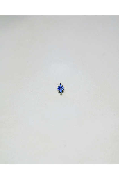 MAVİ TAŞLI ŞIK MODEL ÇELİK PIERCING... GÜMÜŞ/SILVER RENK (TRAGUS HELIX CONCH FLAT)