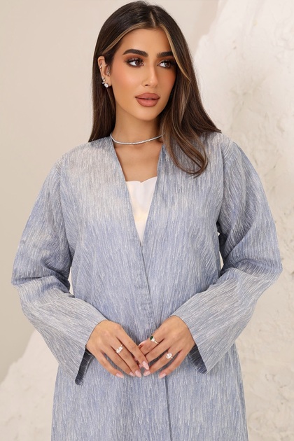 Premium Front Open Tafeta Abaya with Inner Dress Sky Blue Elegant Modest Wear