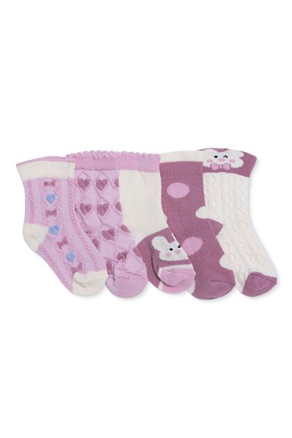 HelloBaby Kız Bebek 5li Soket Çorap Puantiye Baskılı