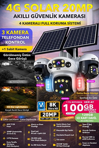 Avenir RMZ-TECH 4 Kameralı (3 Motorlu+ 1 Sabit) E Sim 4G Sim