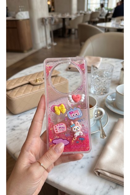 Tecno Spark 30 Case Transparent Protective Cover with Moving Glitter 3D Characters and Love Figures