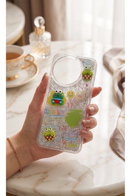 Tecno Spark 30 Pro Case Transparent Protective Cover with Moving Glitter 3D Characters and Love Figures