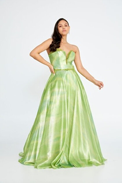 Sienna Fashion Elegant evening dress, iridescent green, unique model Tina-  Trendyol