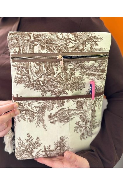 Kahve fransız köylü desen kitap&tablet kılıfı ölçüsü 22-32 cm