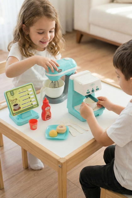 mugiちゃん専用 NO.1 VIERA 2台セット ROZİTOYS Kutulu Işıklı Oyuncak Kahve Makinesi Ve Mikser Set Mavi