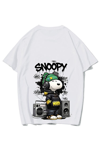 BRZ COLLECTION Unisex Oversize Snoopy T-shirt (BEYAZ) - Fiyatı