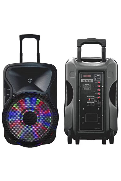Boxă portabilă tip troler 1161, fără fir, Bluetooth, 15”, lumini LED, Super Bass
