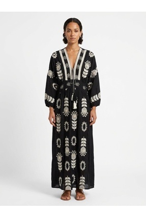 Rabiossa Women's Elegance Embroidered Long Dress- Trendyol