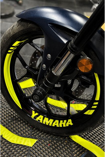 Neon Yellow Color Thick Cutout 16 Pieces Yamaha Lettering Wheel Rim Stripe for Yamaha Motor Group