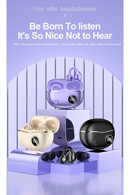 WANNA PROTECT Bluetooth 5.4 Clip-on Dijital Göstergeli TWS Rahat