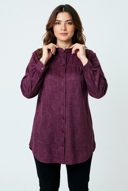Women's Shirt with Stylish Collar, Elastic Sleeves and Buttons