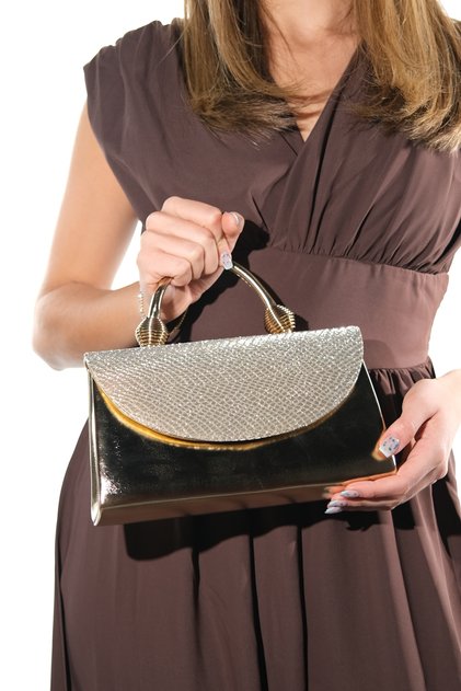 Gisella Gold Patterned Women's Evening Dress Bag