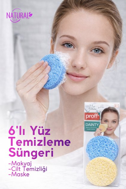 Yüz Temizleme Süngeri 6 Lı – Tekrar Kullanılabilir Yıkanabilir Makyaj, Maske Yağ ve Kir Temizleyici