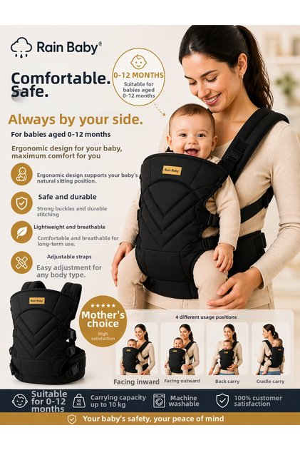 Ergonomic Baby Kangaroo Carrier 0-12 Months – Multi-Position, Breathable, Adjustable, and Safe Baby Carrying Sling
