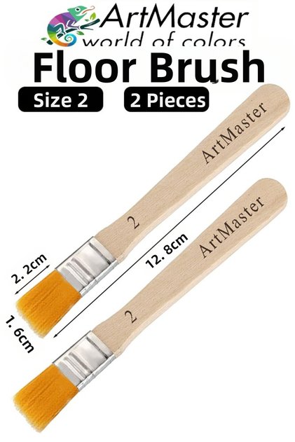 Floor Brush Number 2 2 Pieces Paint Brush Synthetic Silk Tip Bristle Acrylic Gouache Oil Painting Brush Ze