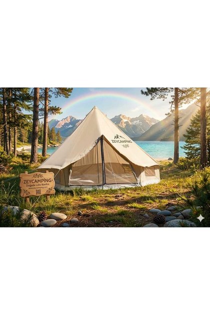 Zeycamping Kamp Orman Dağcı 16 M2 Kanvas Çadır Koruma Örtüsü Ve Soba Adaptörü