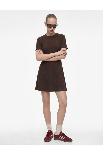Short Sleeve Crew Neck Mini Flared Dress