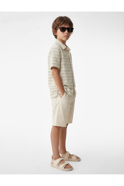 Cotton Short Sleeve Button Polo Neck T-Shirt