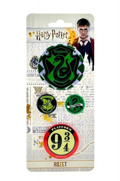 Harry Potter Slytherin 4 Lü İğneli Buton Rozet Broş Çanta Rozeti - BTT0002