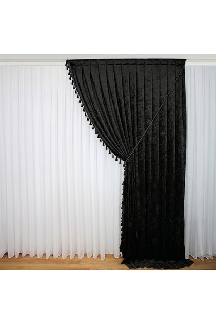 Chenille Backdrop Curtain Double Wing with Fringe Edge (Right - Left Wing)