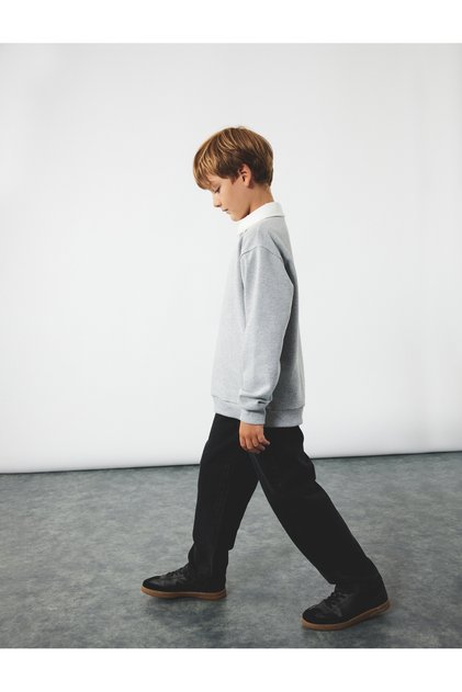 Casual Cut Cotton Denim Trousers with Pocket Detail