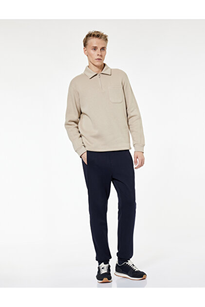 Cotton Pocket Detailed Lace up Waist Jogger Sweatpants