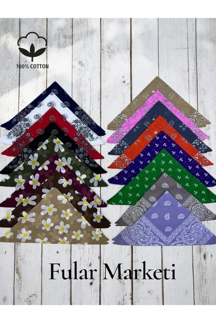 100% Cotton 16 Piece Mix Bandana Set 16m