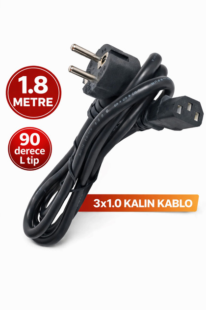 YÜKSEK KALİTELİ 1.8 Metre L tip Monitör Samsung Lg Tv Power Kablosu Güç Elektrik Kablosu 3X1 MM