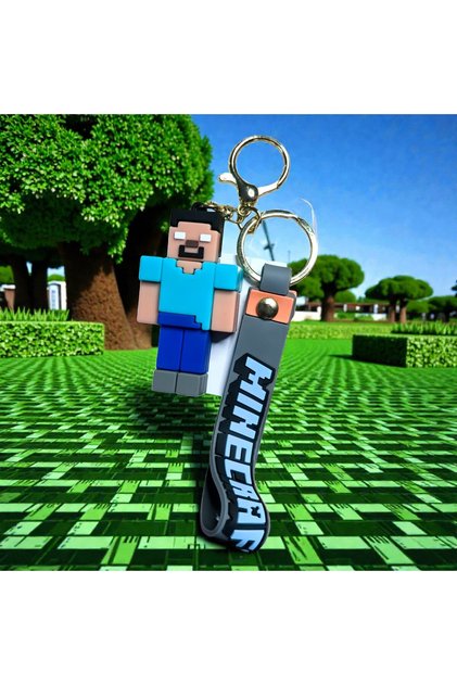 Breloc cu inel auriu și șnur - Herobrine (6-8 cm)