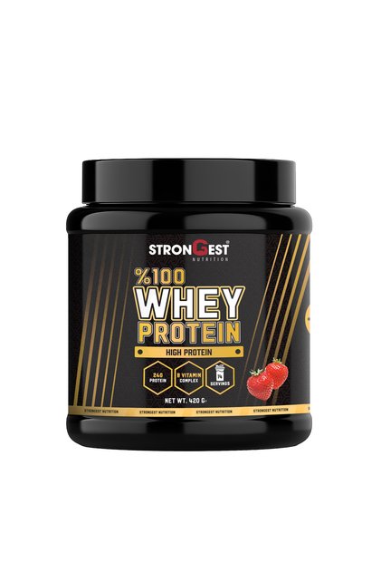 Whey Protein 420 Gr 14 Serve Strawberry Flavored 100% Whey Protein Powder