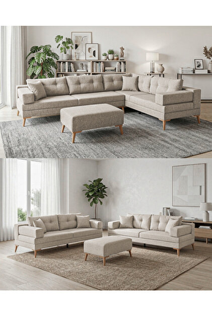 Velura Home & Living Zeri Modüler Yataklı Koltuk Takımı & 2 Adet
