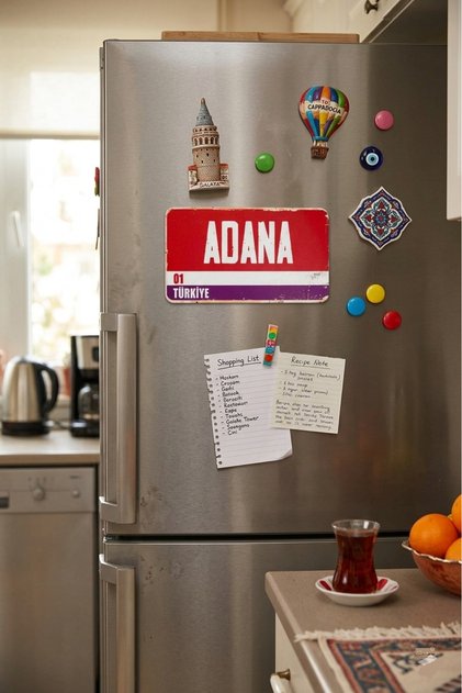 Adana 01 Şehir Temalı Retro Plaka Tasarımlı Dekoratif Buzdolabı Magneti - Hediyelik Hatıra Eşya