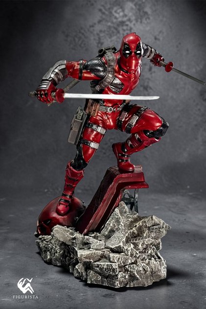 Deadpool Figür (3 Ekstra Parçalı) Koleksiyonluk 16K El Boyaması Reçine Figür