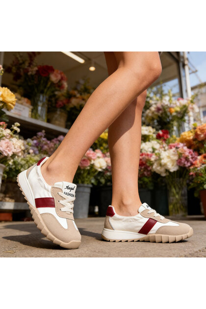 Pantofi sport pentru femei, material textil, D1378, roșu