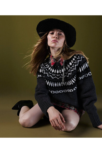 Embroidered Jacquard Sweater