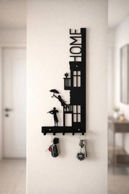 Metal Luxury Violin Playing Key Ring Decorative Written Hanging Organizer Keychain Door Entryway | | Both Table and Key Holder, Door Entrance Modern Decoration, Key Hanger, Key Organizer, Entrance Hall Decor