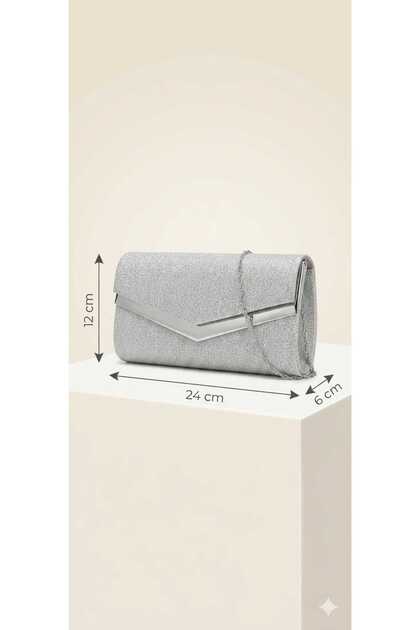 Black Piped Glitter Envelope Model Women's Shoulder Bag