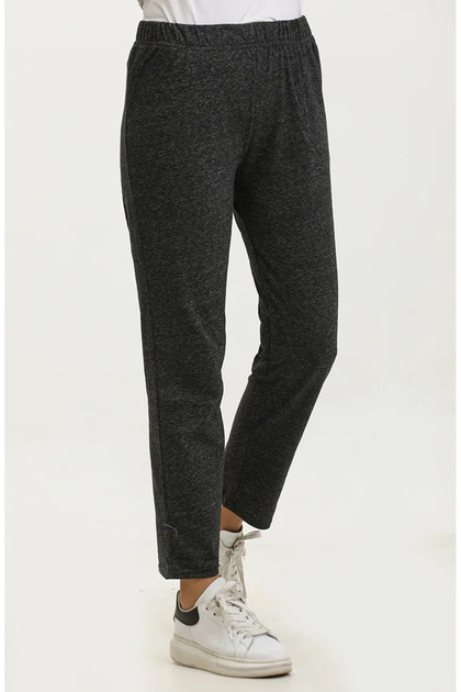 Seasonal Trousers with Elastic Waist and Pockets 8694-01 Black