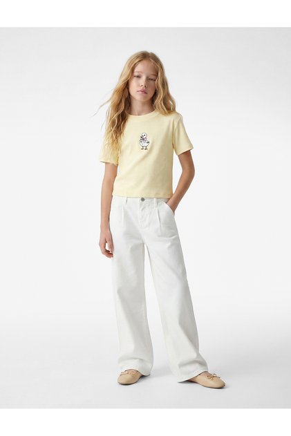 Cotton Duck Embroidered Crew Neck Short Sleeve T-Shirt