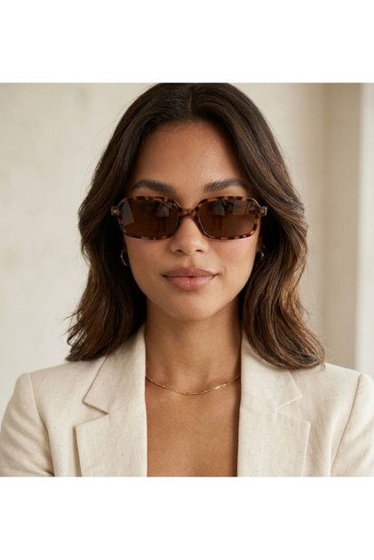 Women's Leopard Printed Pack Rectangular Sunglasses Retro Vintage Uv400 Protected Stylish Frame