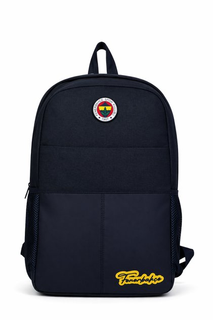 Lisanslı El Yazısı Logolu Lacivert Sırt Çantası - Laptop Bölmeli Su İtici Kumaşlı Okul Çantası