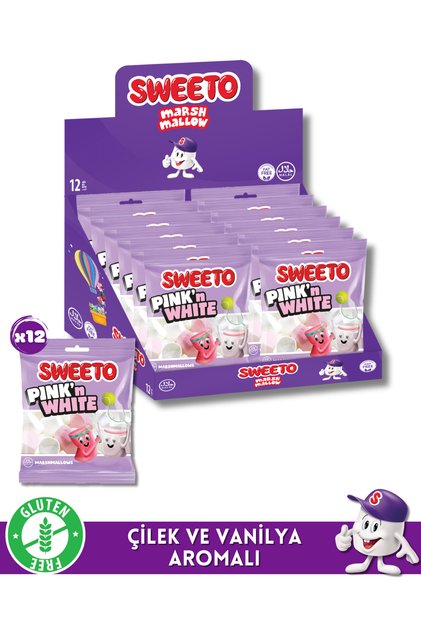 Pink & White Klasik Pembe Beyaz Marshmallow Yumuşak Şeker - 12'li Avantaj Paketi (12 x 60g)