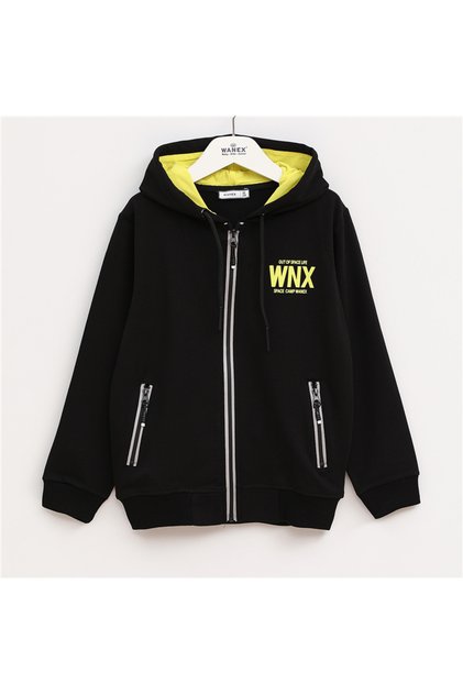 Boy's Tracksuit Brushed Inside Hooded - 13036 - Black