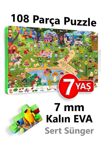 108 Parçalı Ara-Bul Kalın Çocuk Puzzle 6-7 Yaş Yapboz Piknik