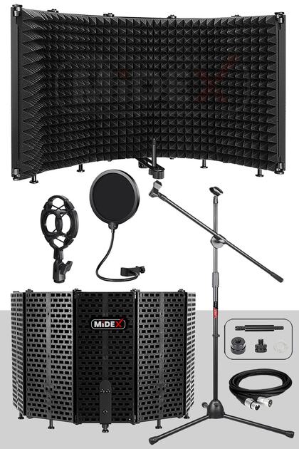Midex Pf-43x Set Mikrofon Ses Yalıtım Paneli (69X26CM) Stand